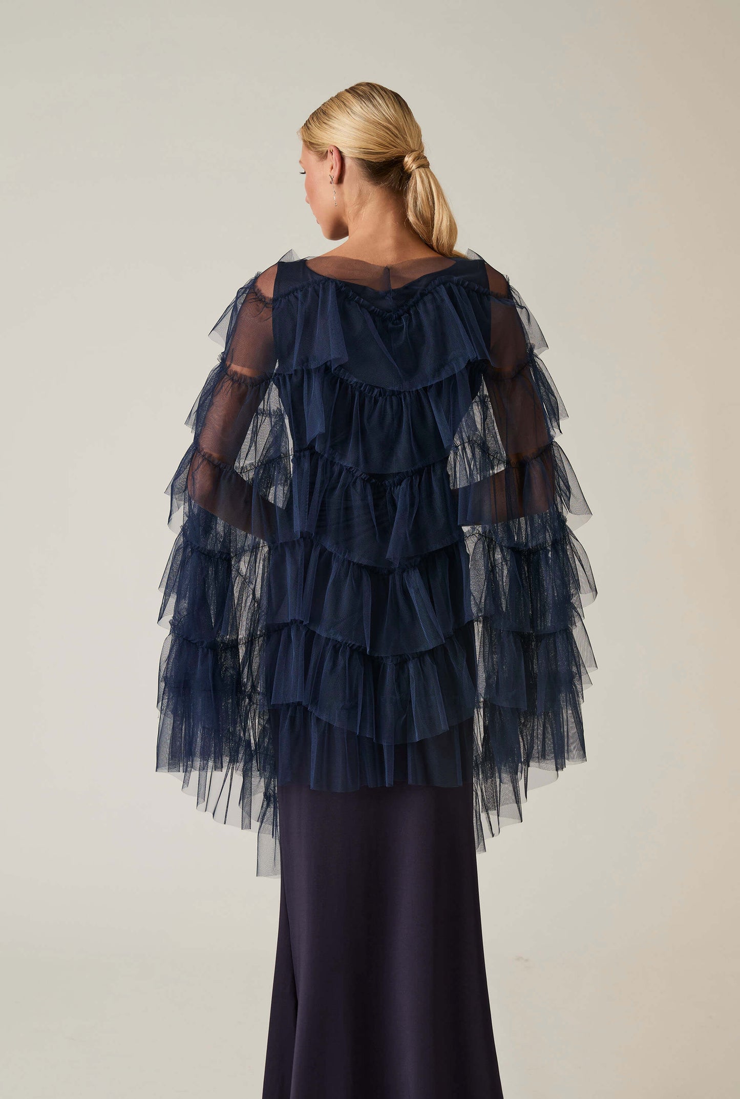 Navy Organza Shawl