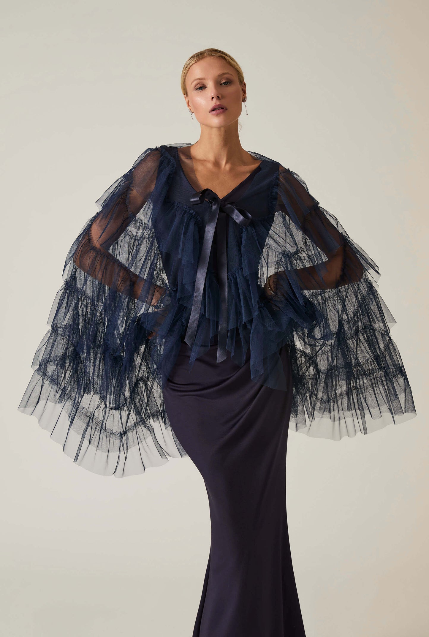 Navy Organza Shawl