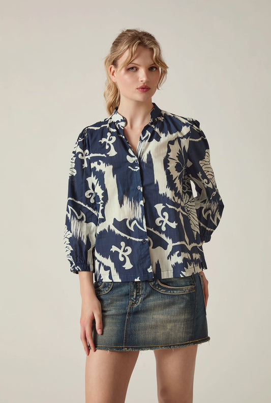 Navy Ornamental Print Shirt