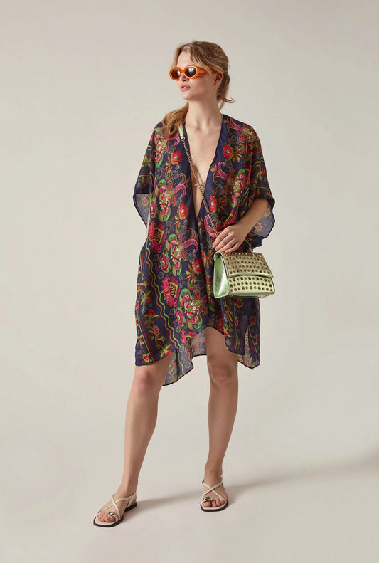 Navy Paisley Floral Kaftan