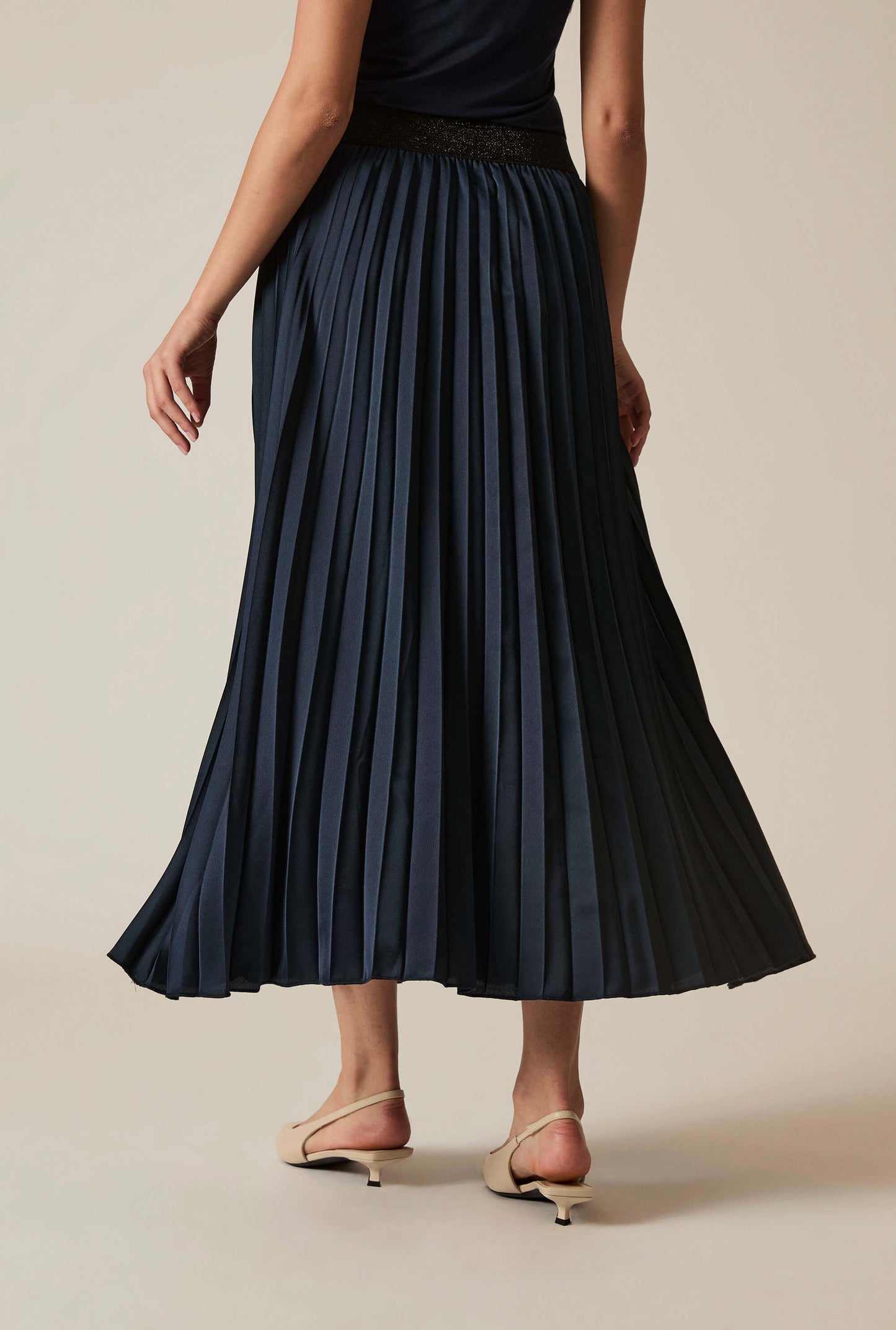 Navy Pleated Maxi Skirt