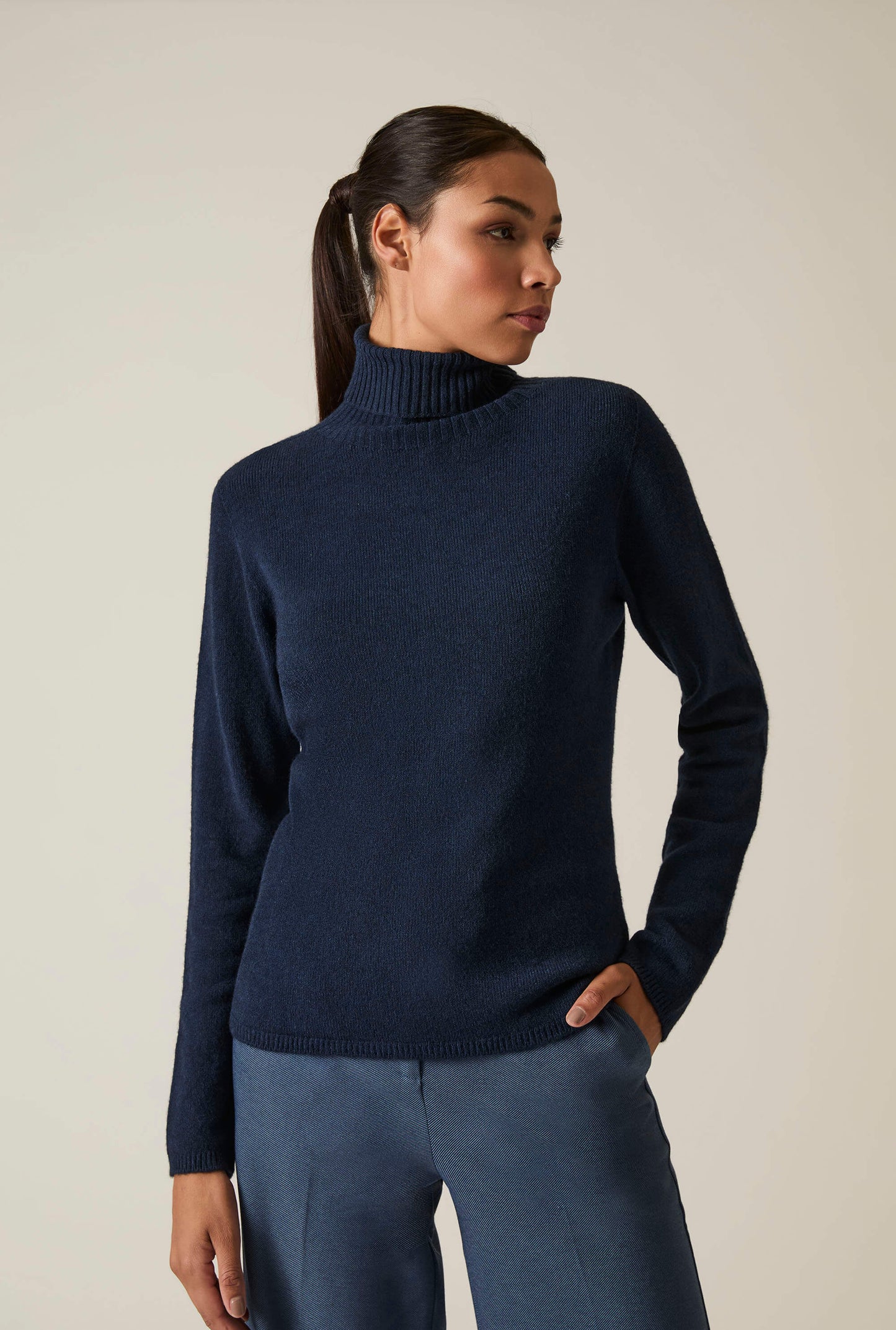 Navy Polo Neck Jumper