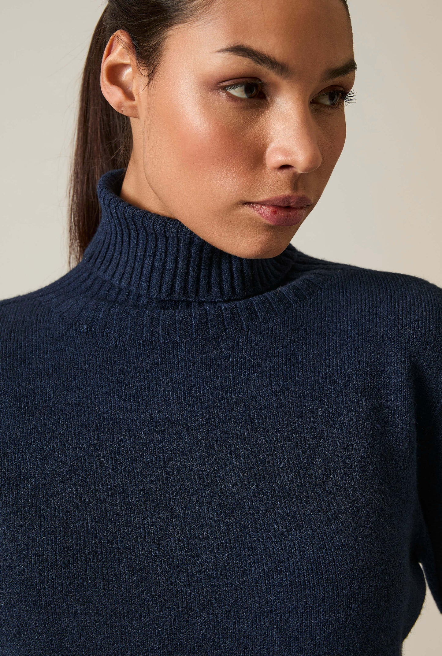 Navy Polo Neck Jumper