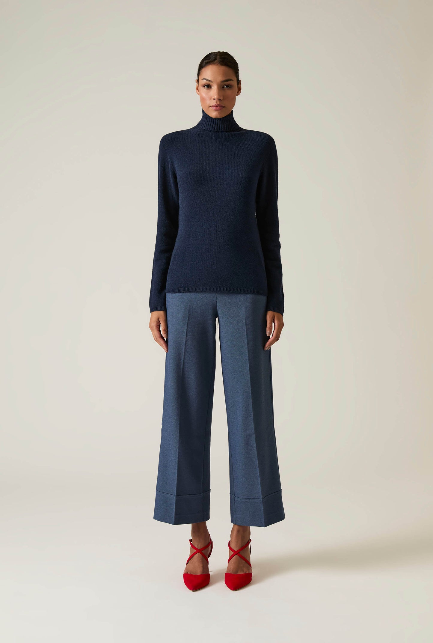 Navy Polo Neck Jumper