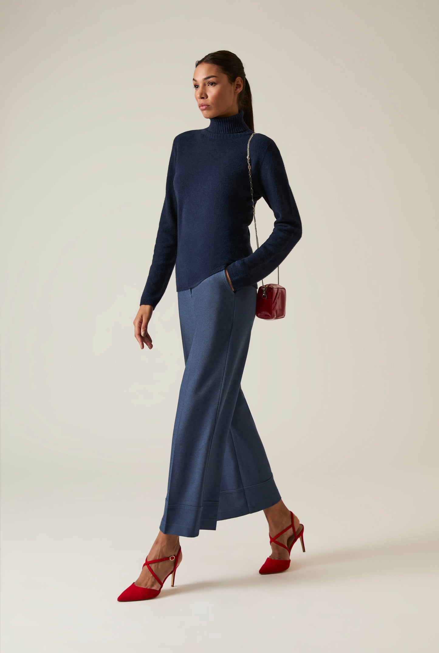 Navy Polo Neck Jumper