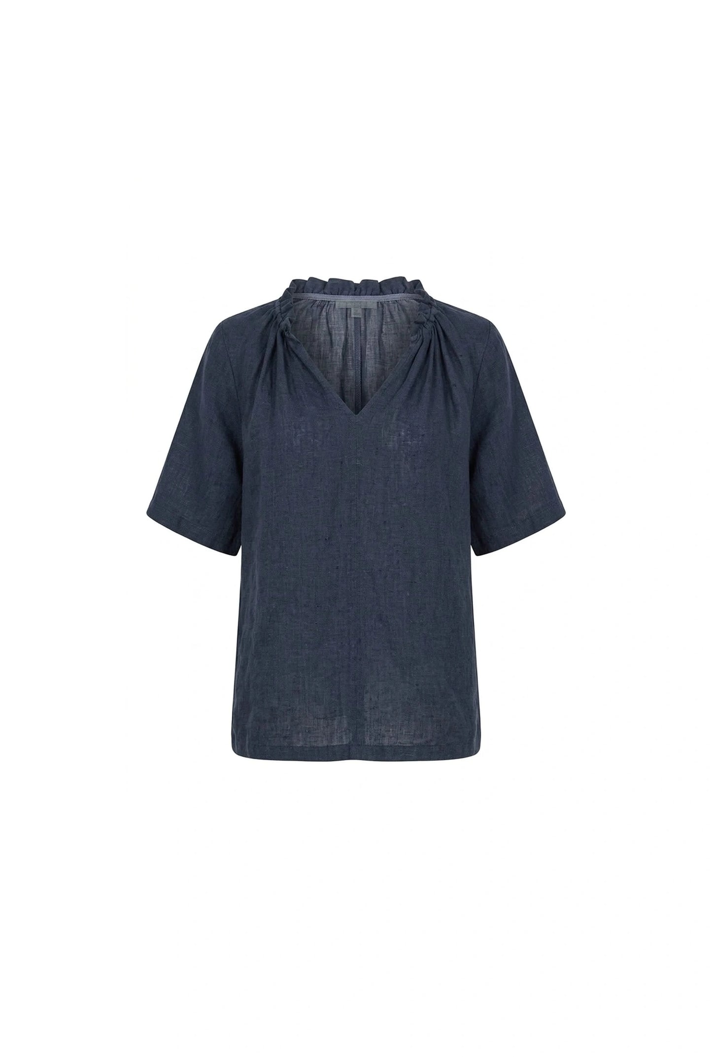 Navy Pure Linen Blouse
