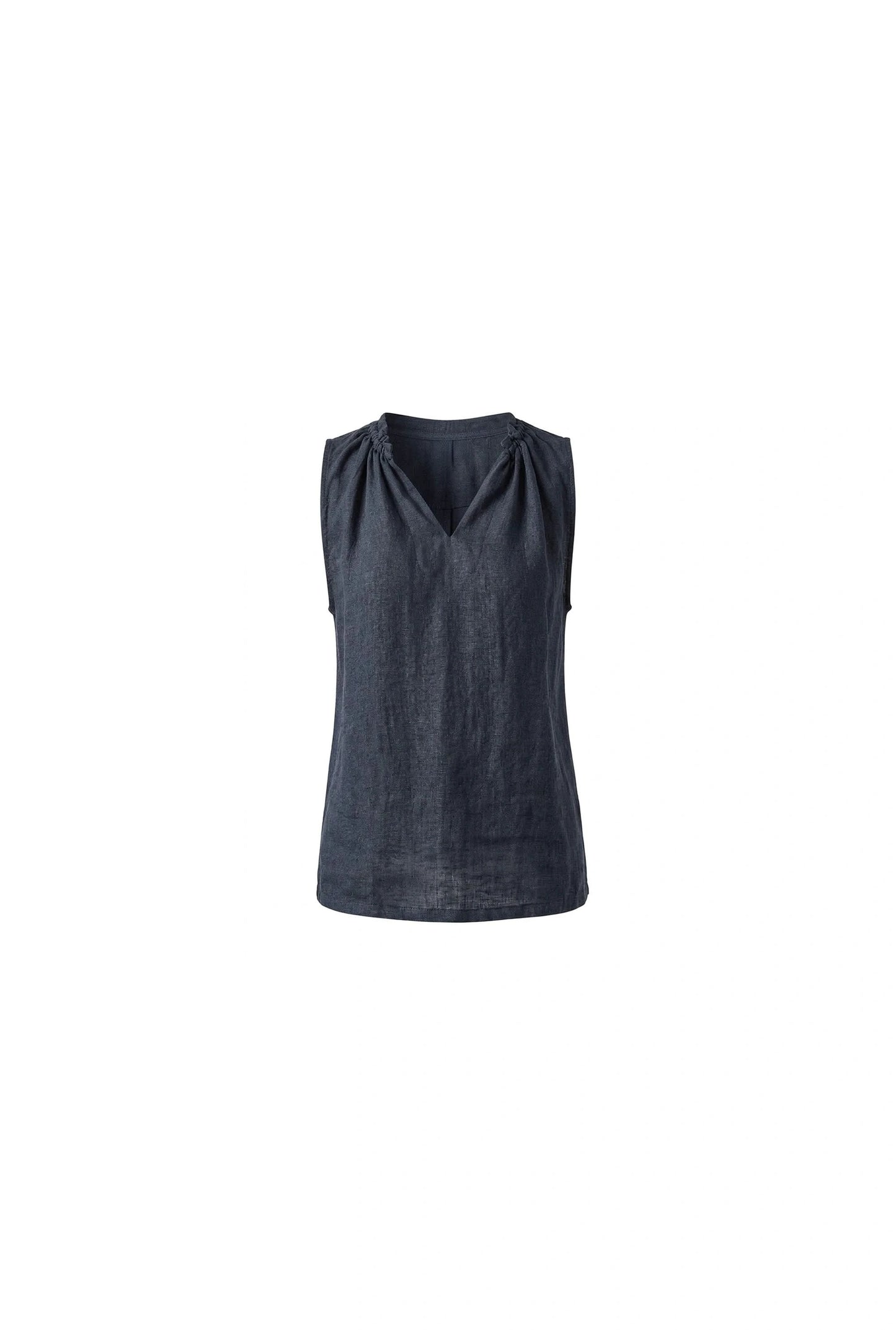 Navy Pure Linen Sleeveless Top