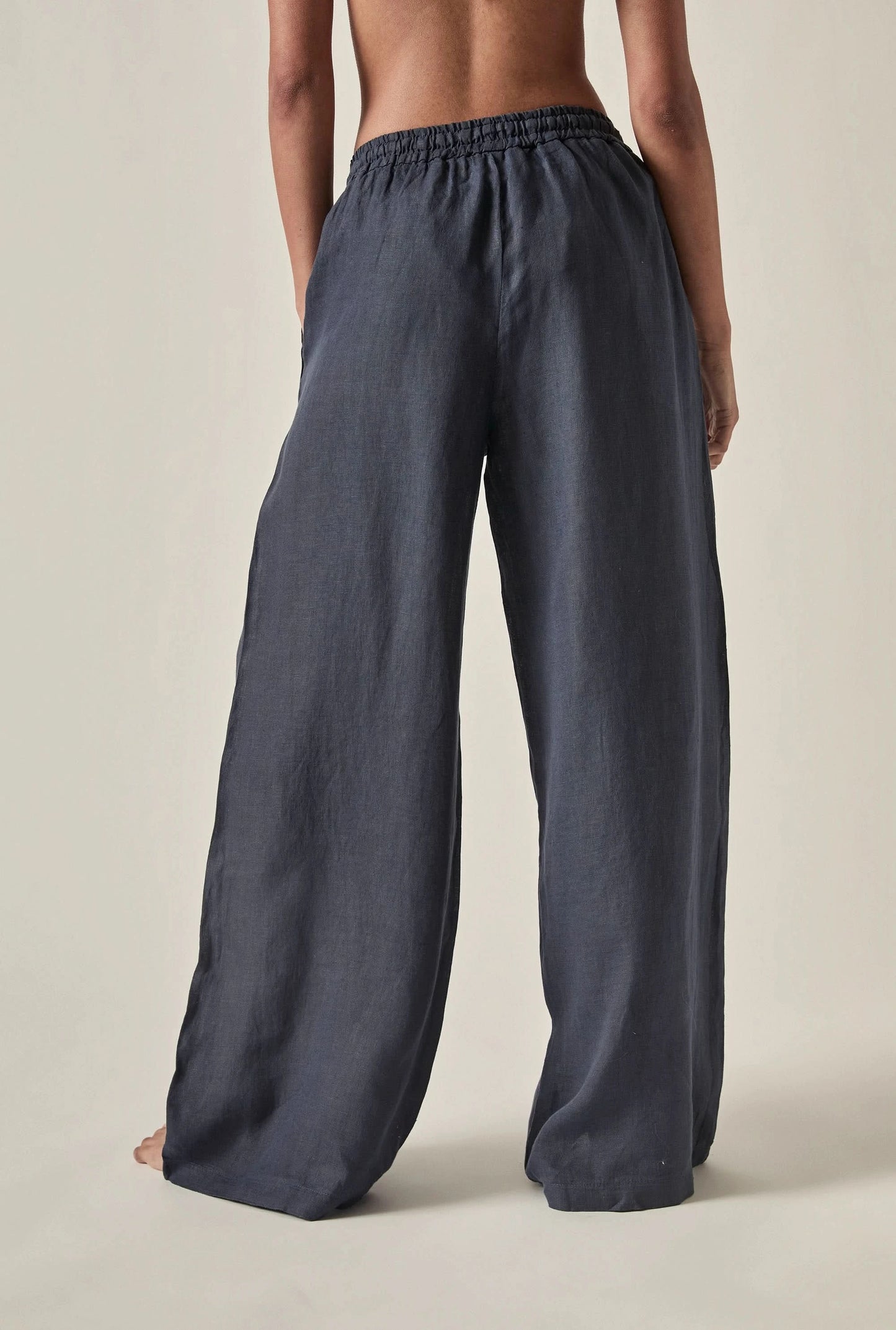 Navy Pure Linen Trousers