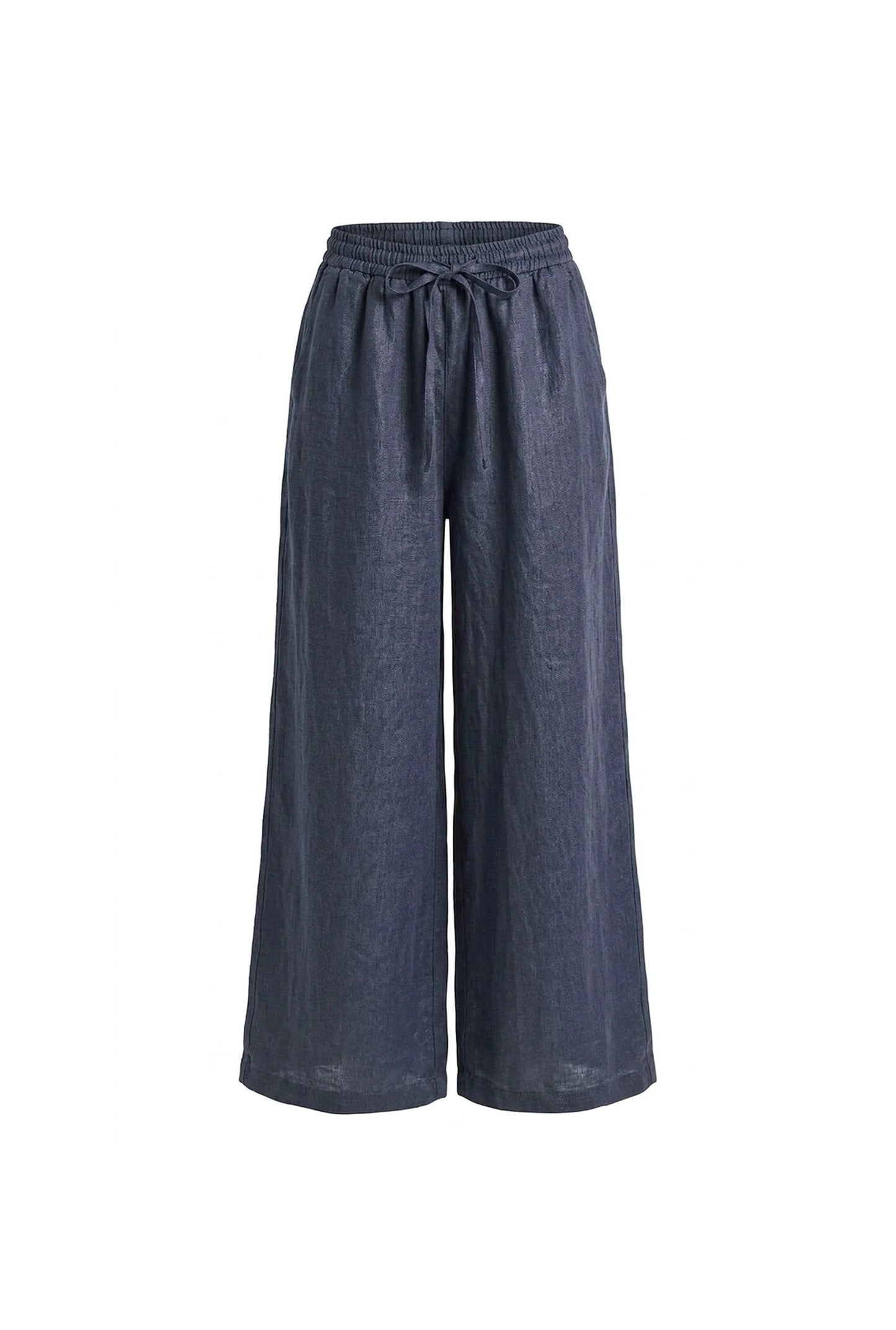 Navy Pure Linen Trousers