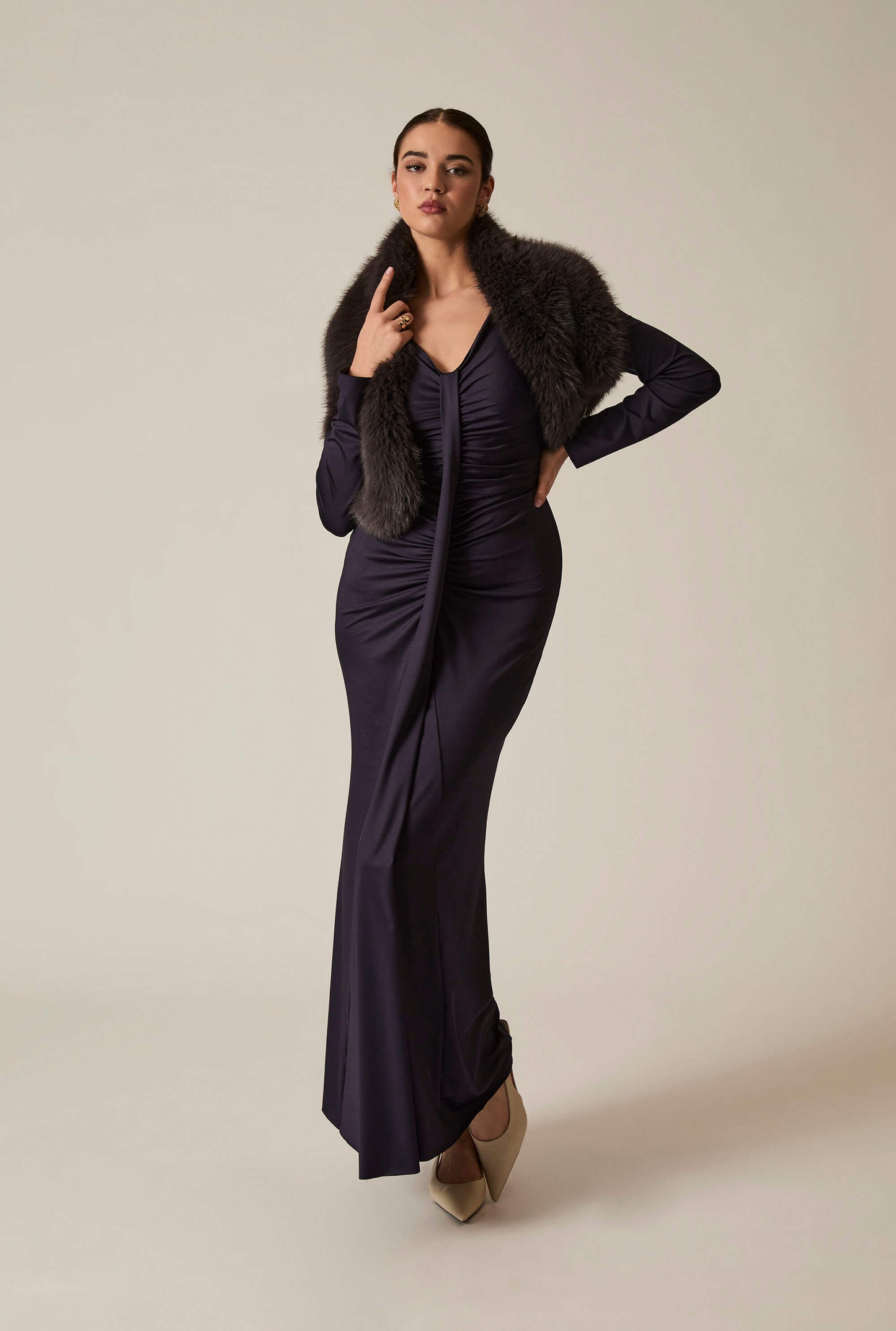 Navy Sculpted Maxi Dress