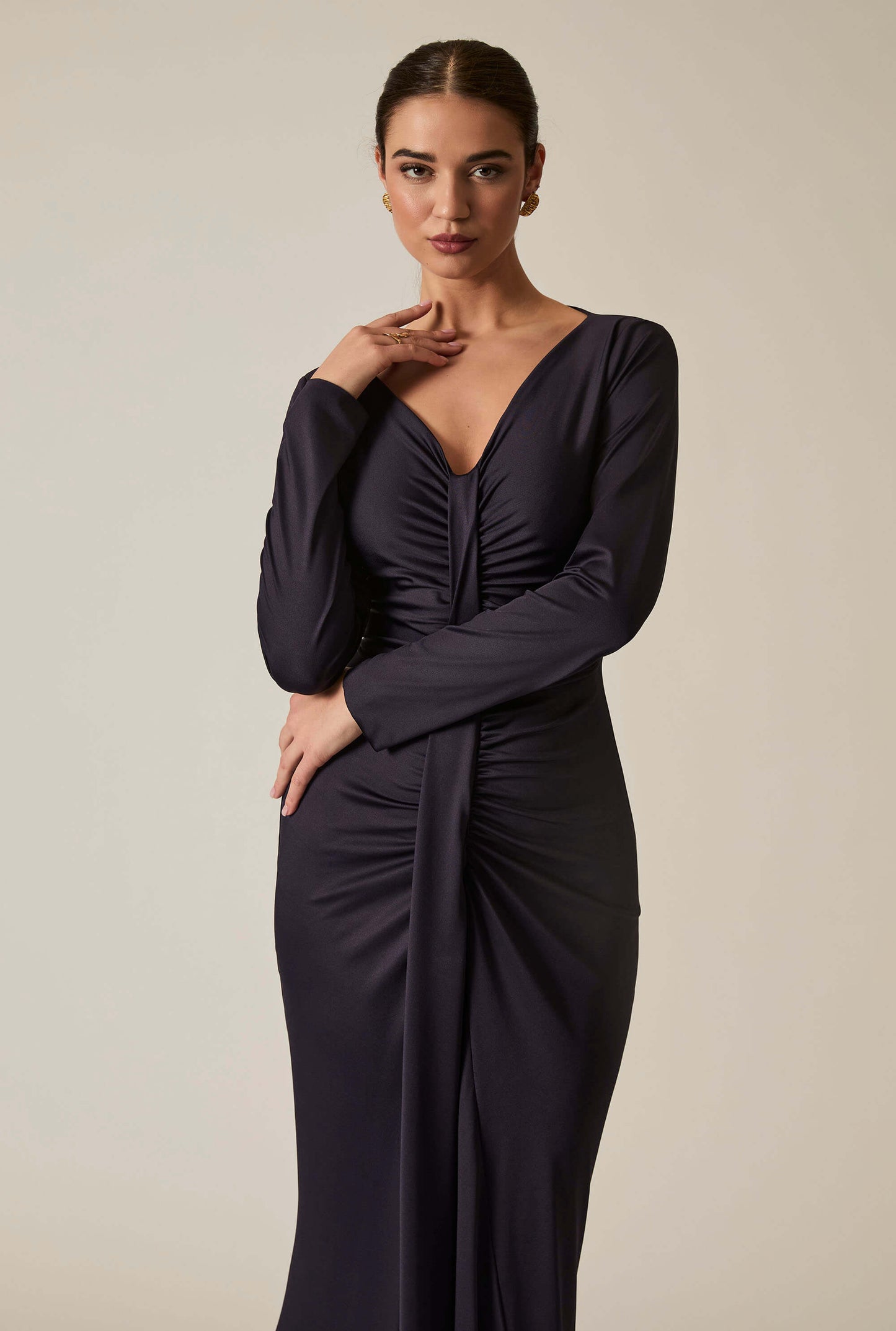 Navy Sculpted Maxi Dress