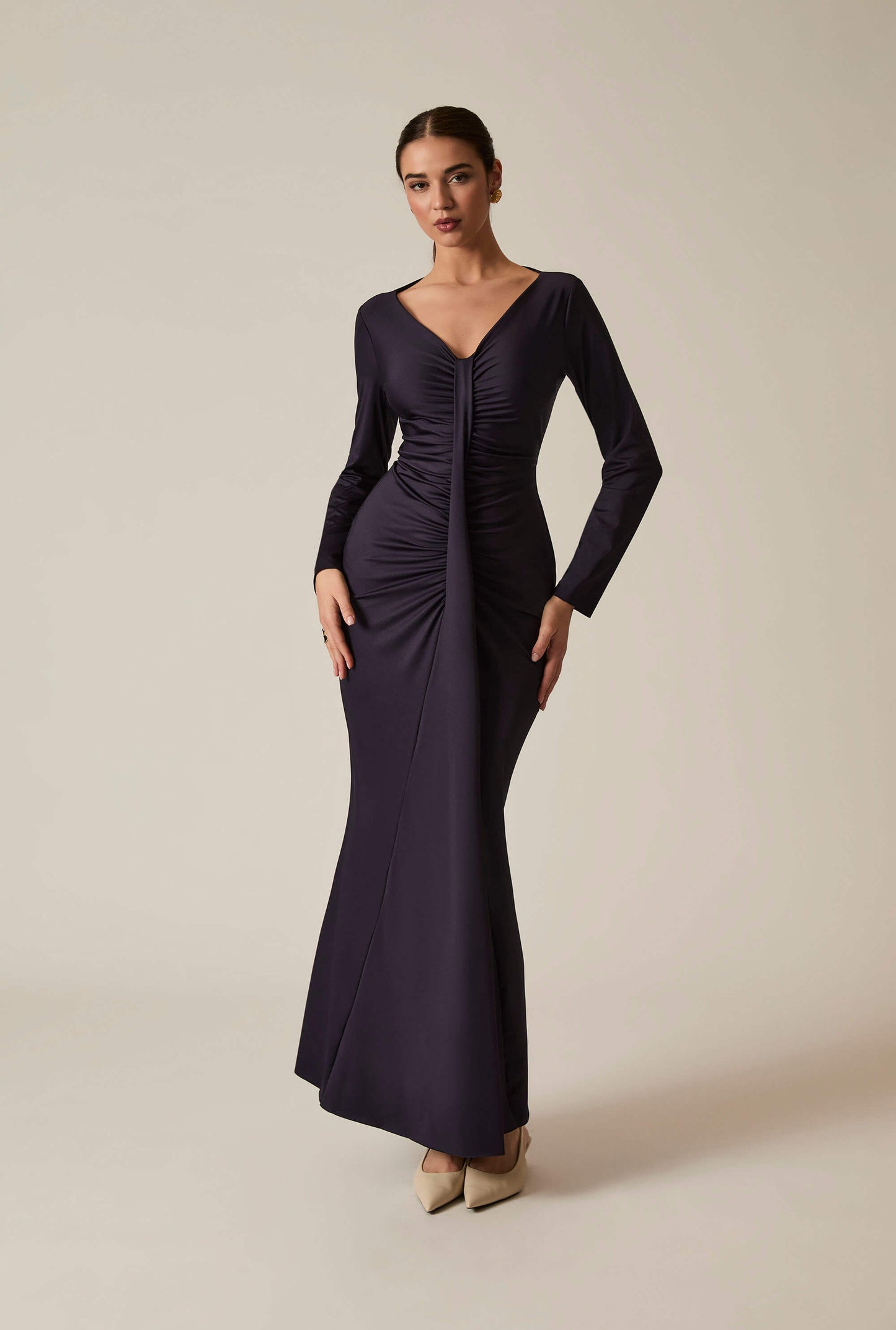 Navy Sculpted Maxi Dress