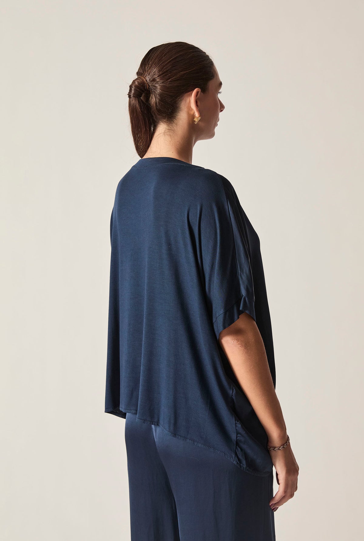 Navy V-Neck Relaxed Fit Top