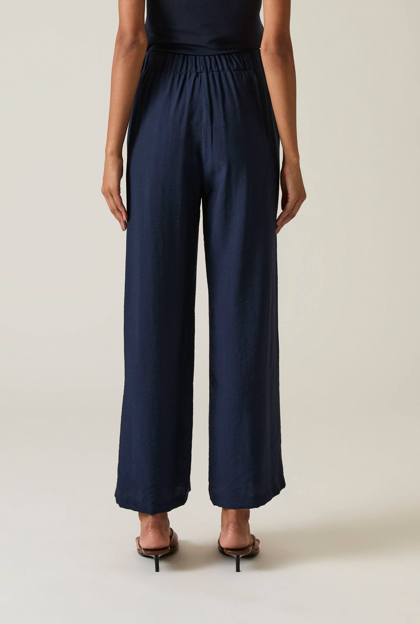 Navy Wide-leg Trousers