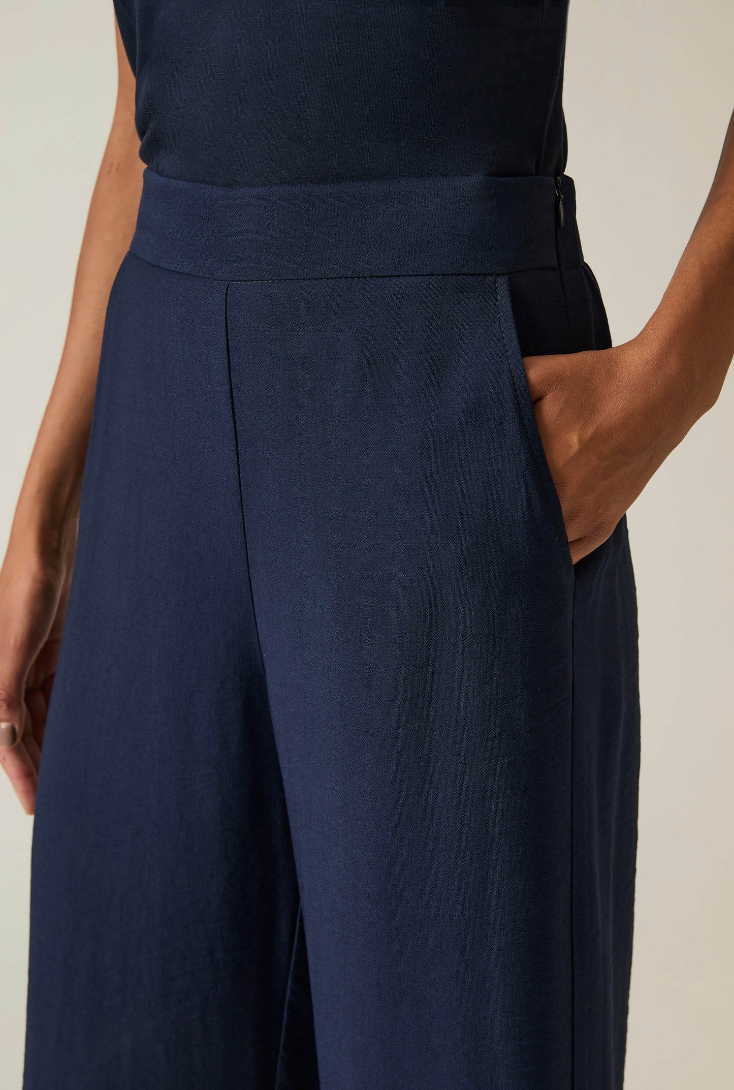 Navy Wide-leg Trousers