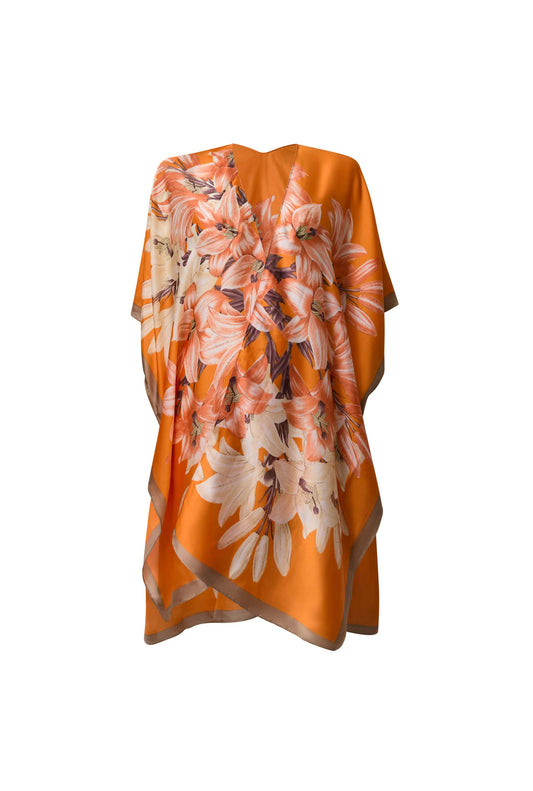 Orange Flower Print Kaftan