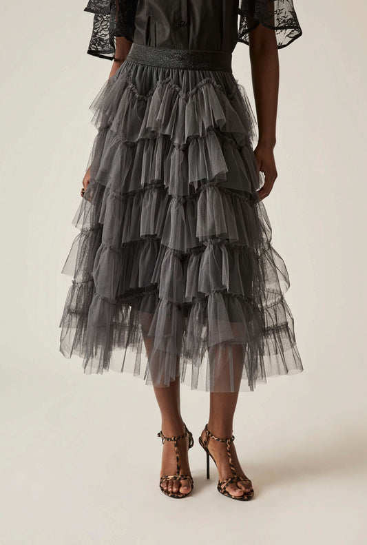 Organza Ruffle Grey Skirt
