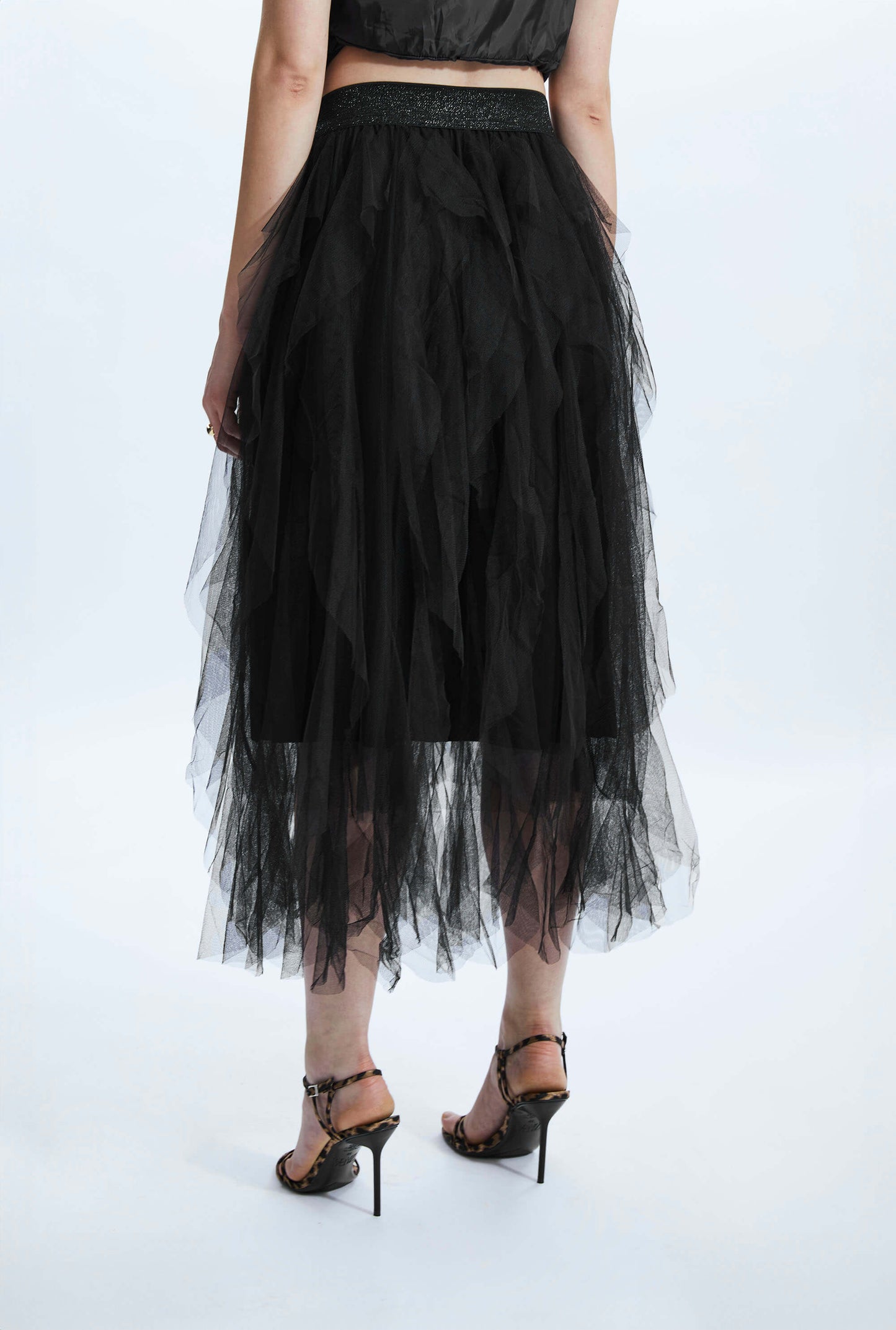 Organza Ruffled Skirt Black