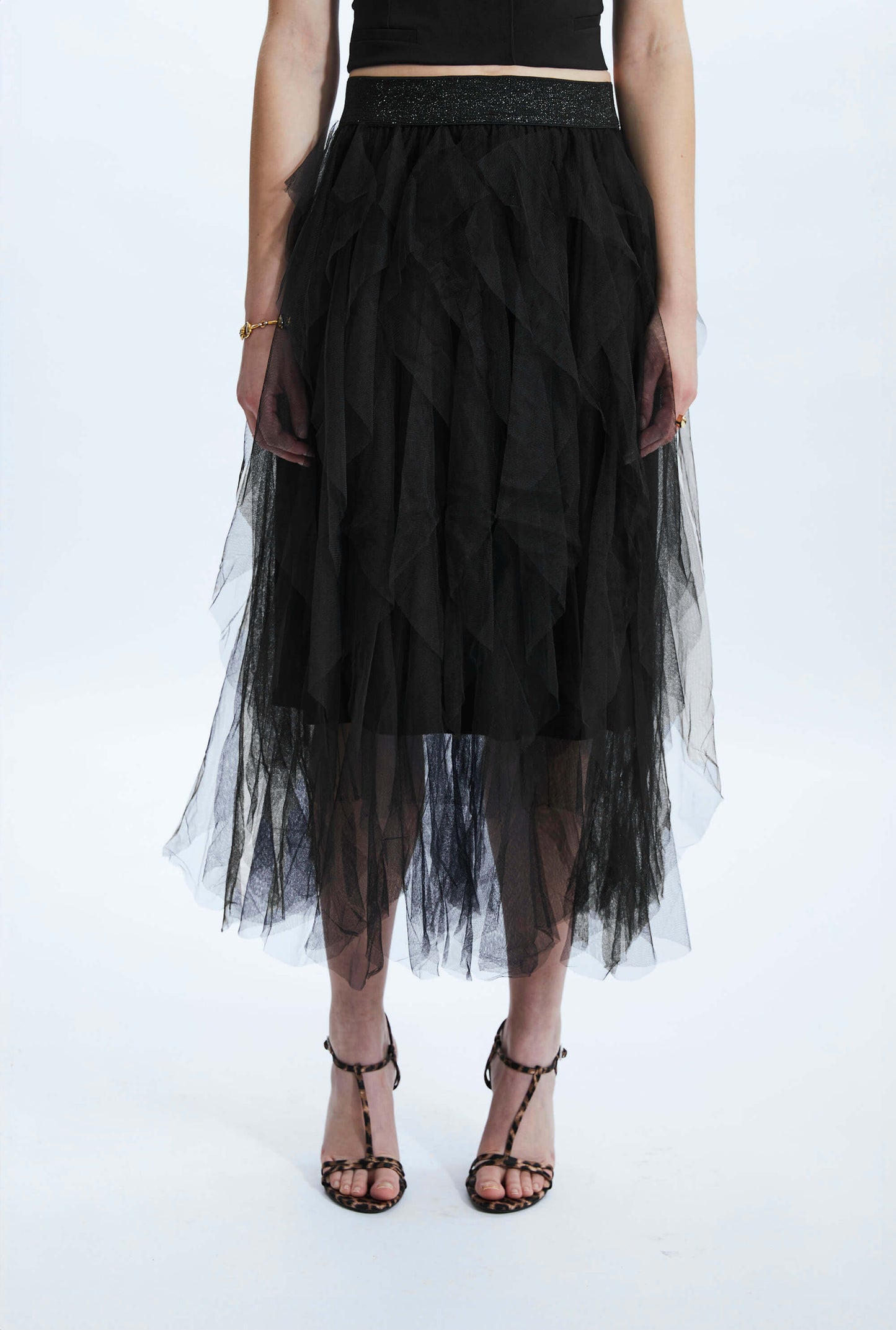 Organza Ruffled Skirt Black