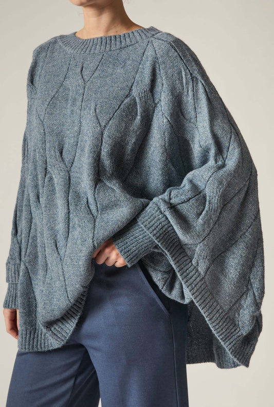 Oversized Cable Detail Denim Jumper