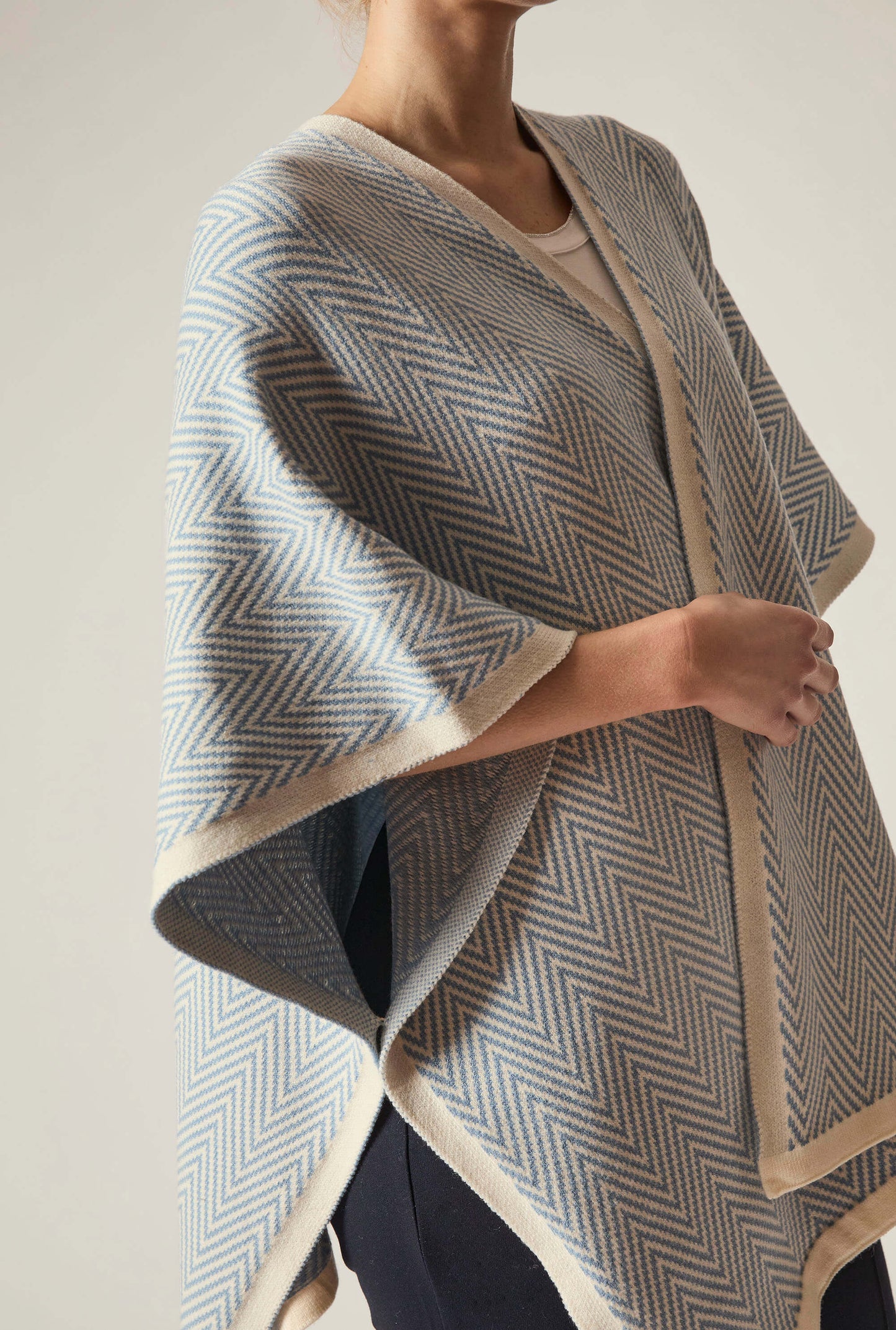 Blue Chevron Knit Wrap