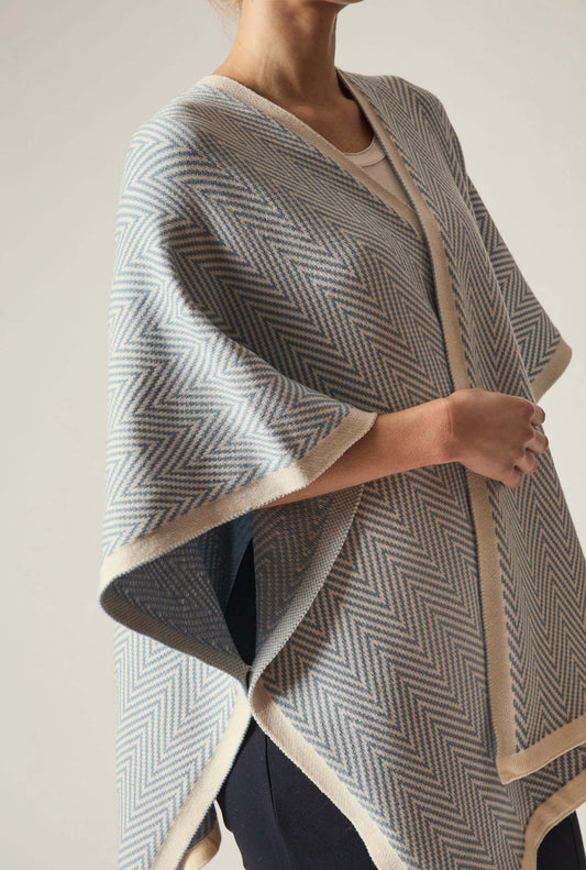 Blue Chevron Knit Wrap