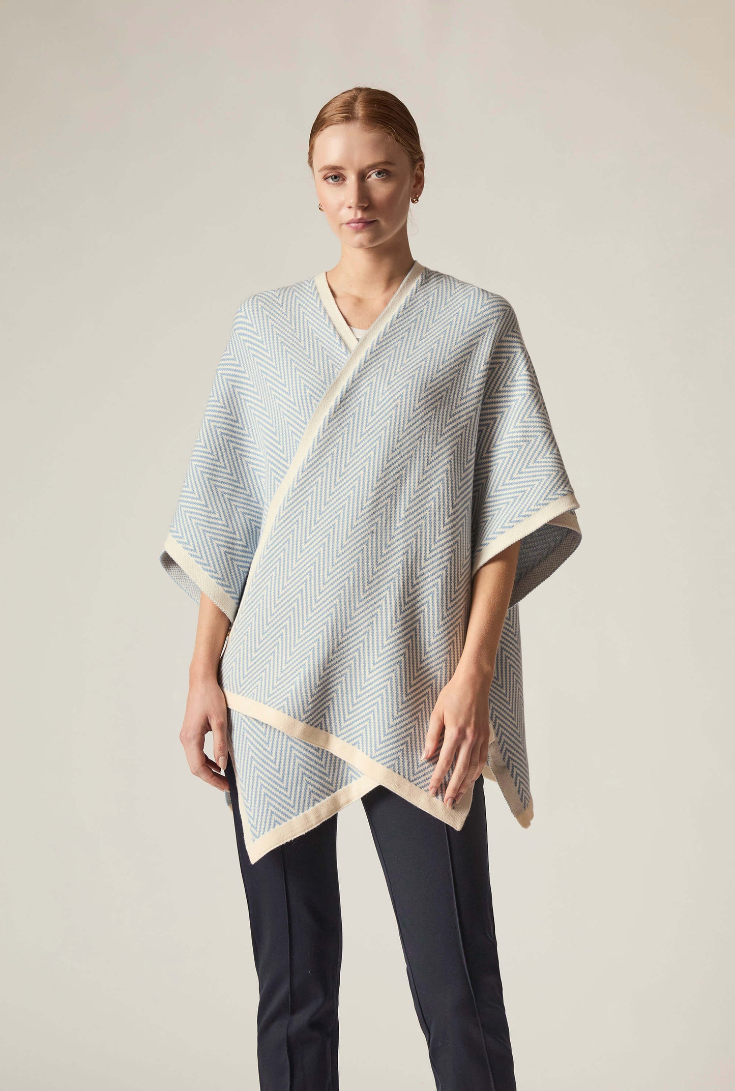 Blue Chevron Knit Wrap
