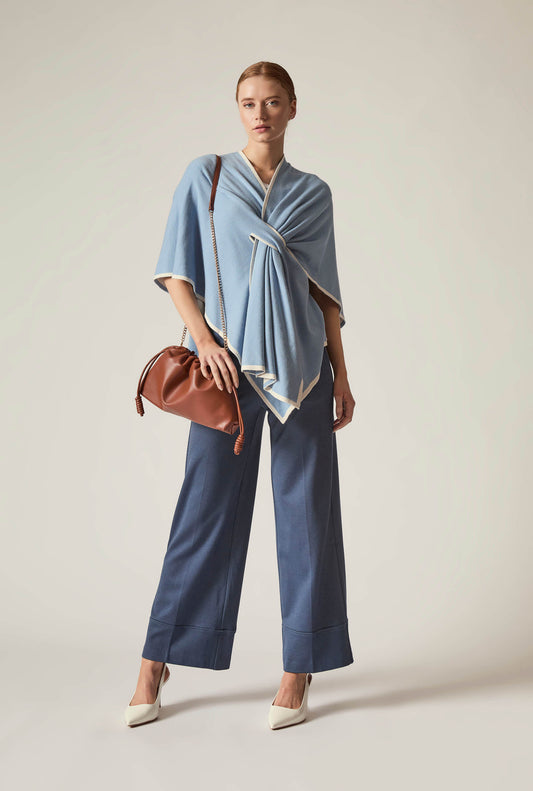 Pale Blue Front Knot Poncho