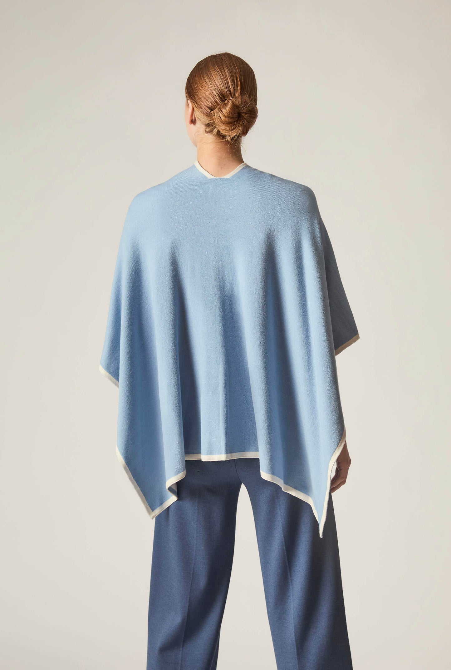 Pale Blue Front Knot Poncho