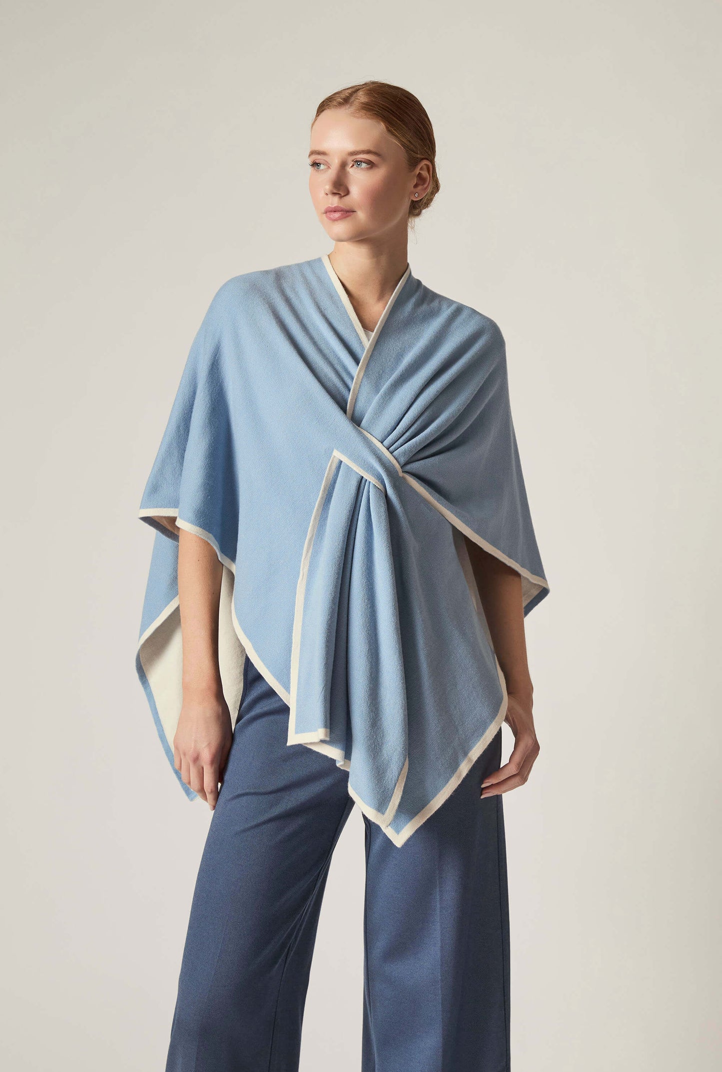 Pale Blue Front Knot Poncho