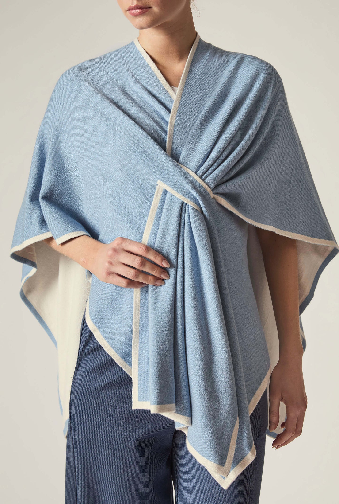 Pale Blue Front Knot Poncho