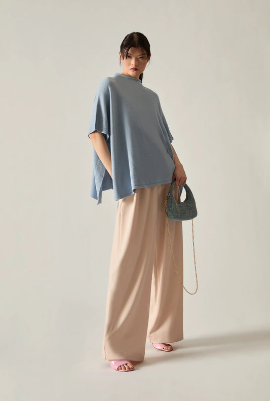 Pale Blue Side Button Poncho