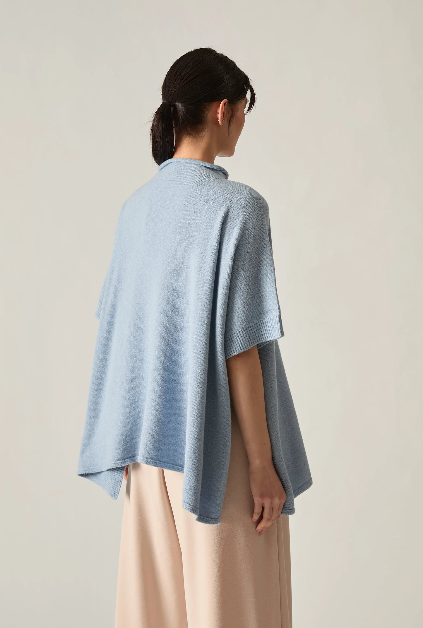 Pale Blue Side Button Poncho