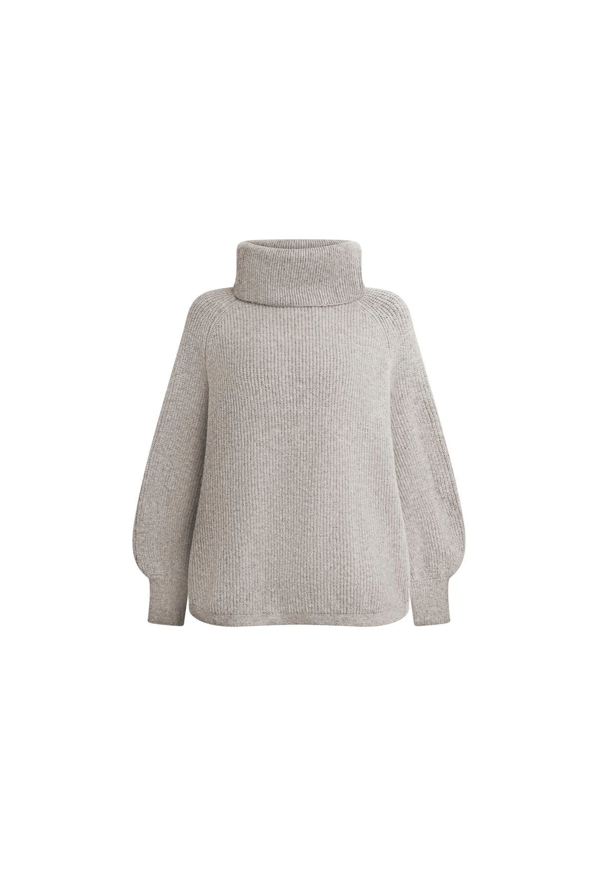 Pale Grey Balloon Sleeve Roll Neck Jumper