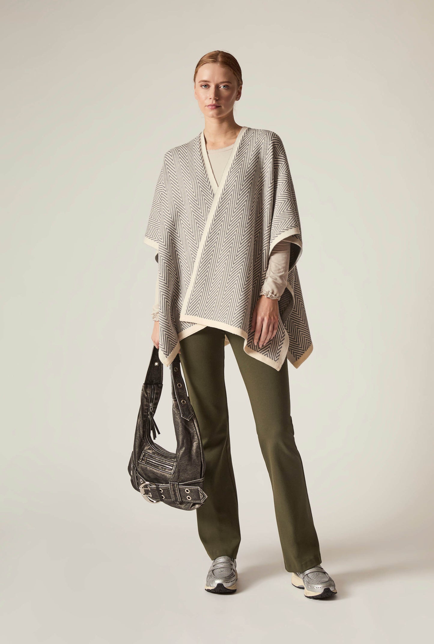 Grey Chevron Knit Wrap