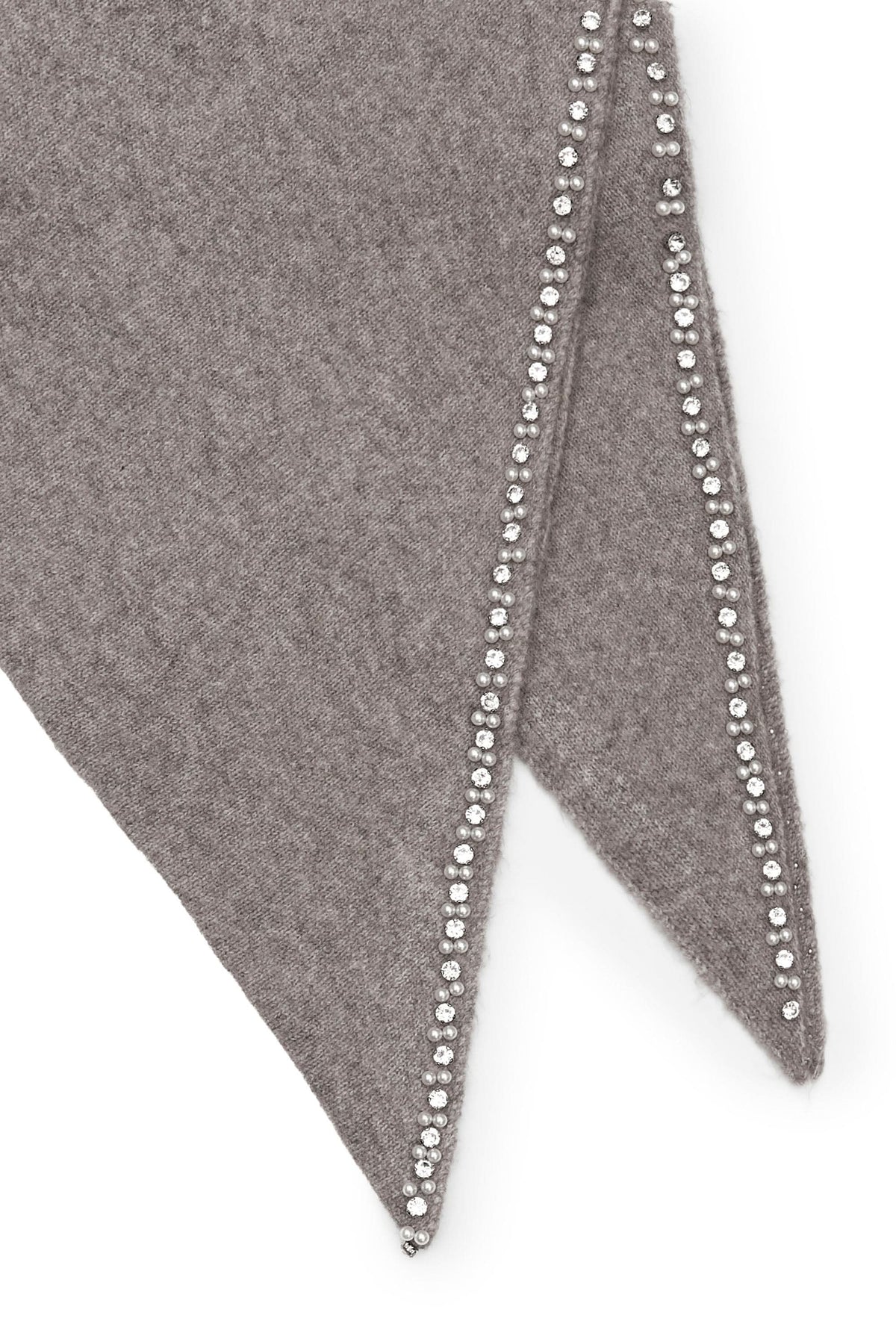 Pale Grey Large Embellished Triangle Scarf