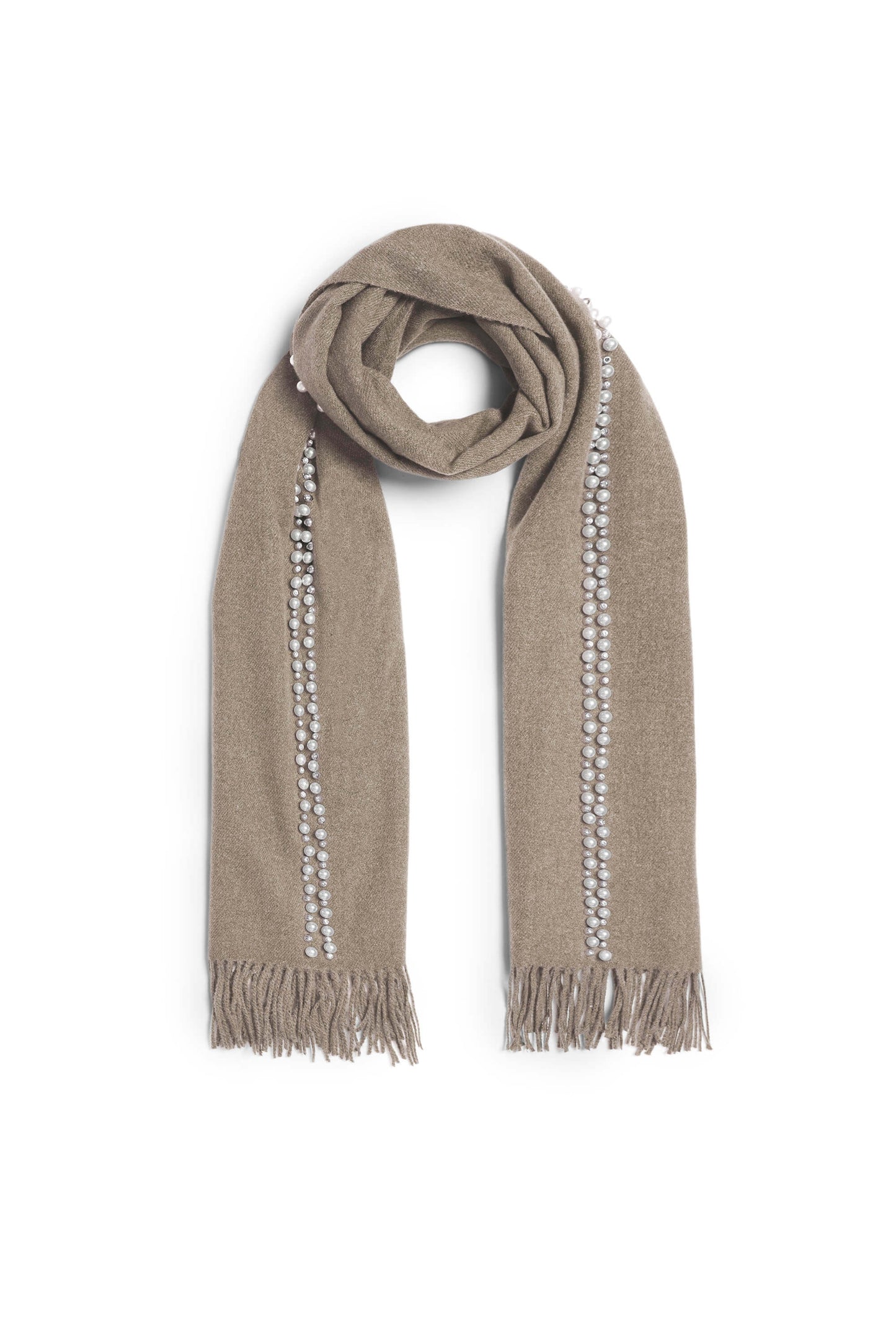 Pale Grey Pearl Detail Scarf