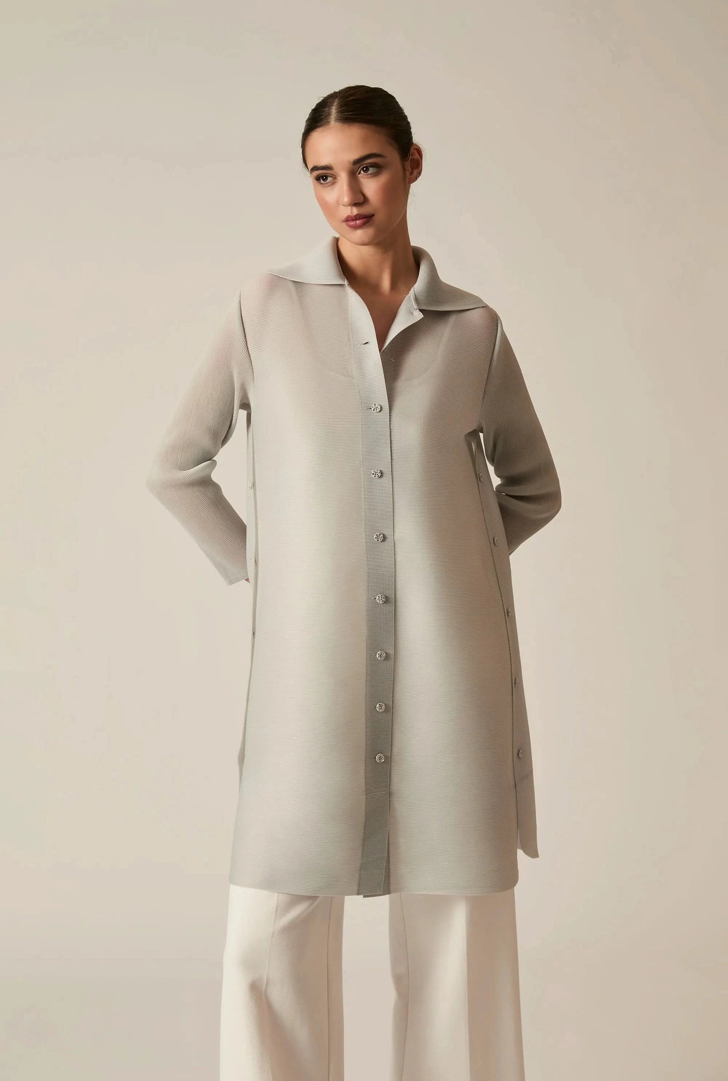 Pale Grey Shirt Dress