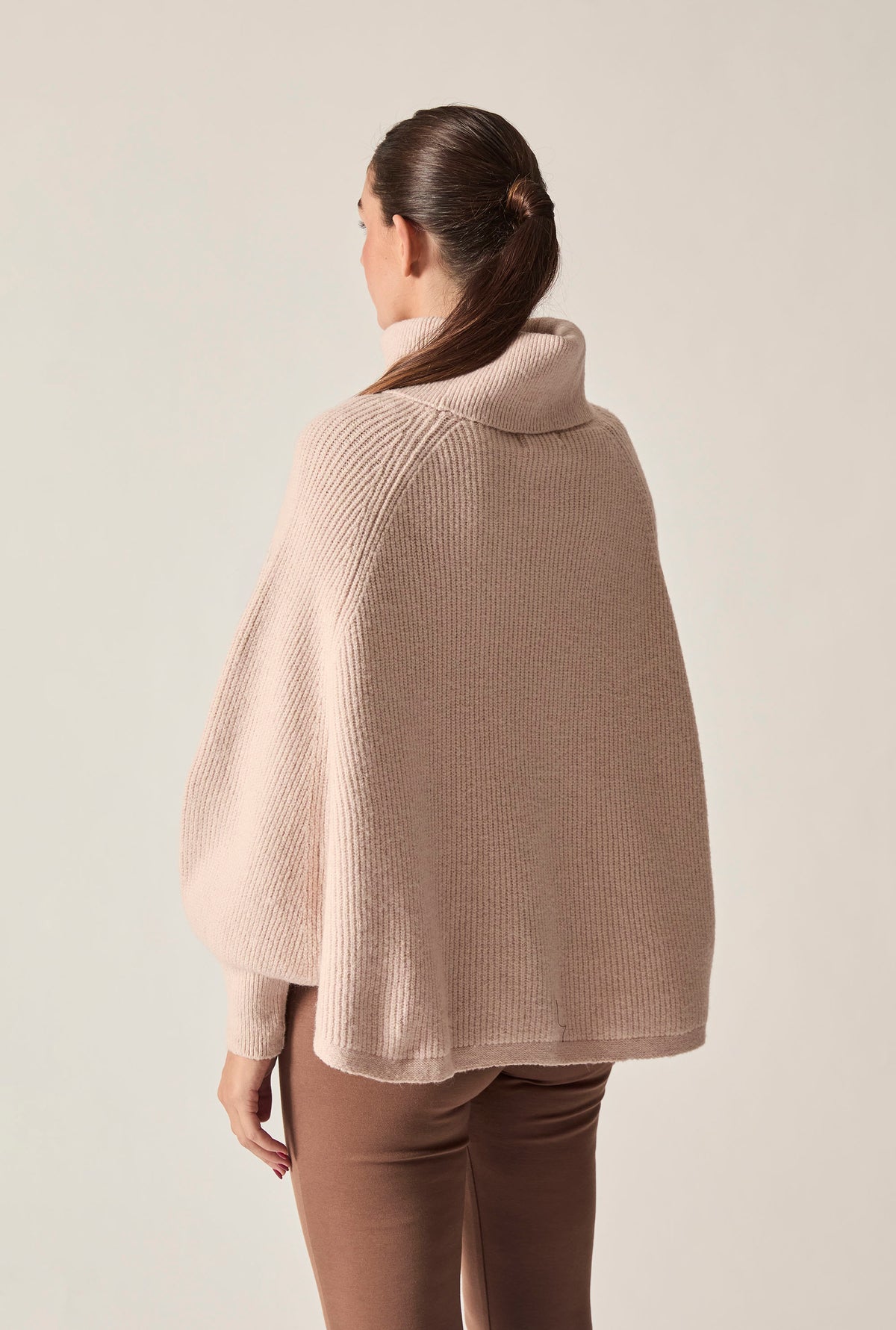 Pale Pink Balloon Sleeve Roll Neck Jumper