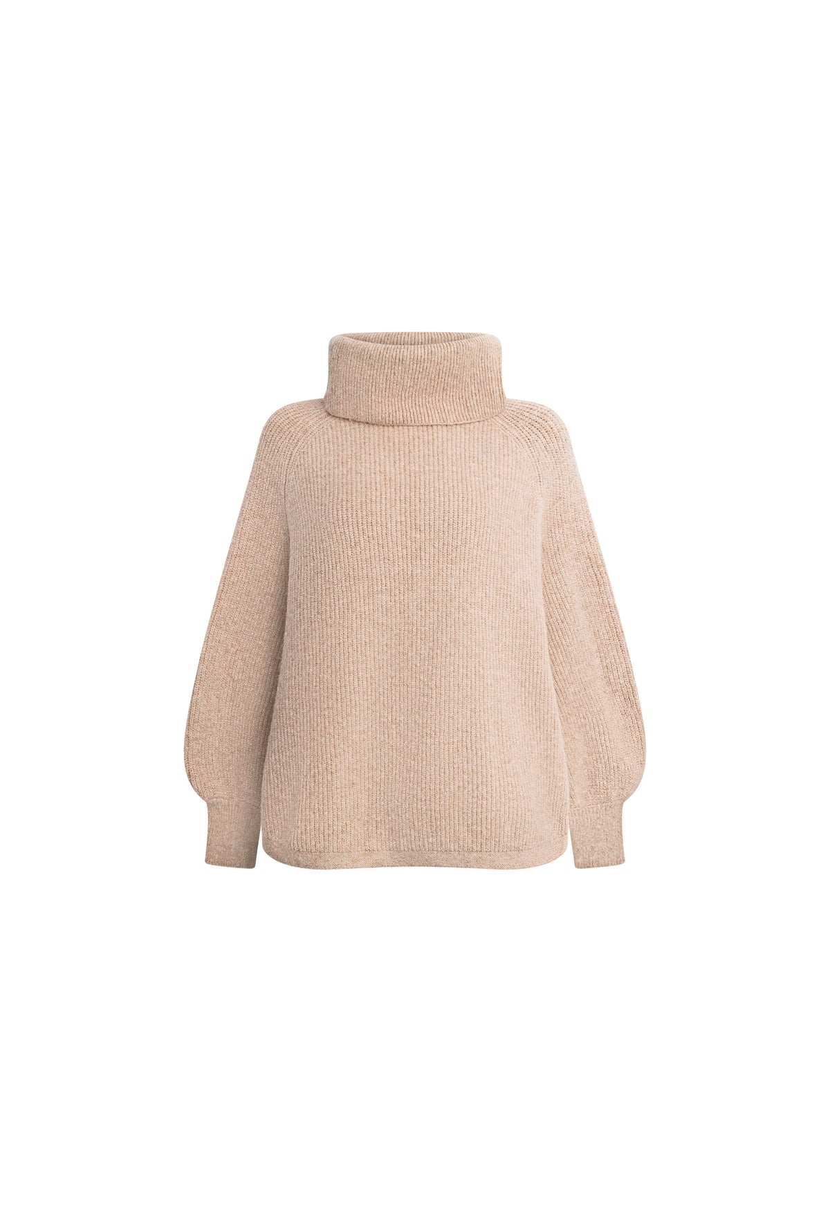 Pale Pink Balloon Sleeve Roll Neck Jumper