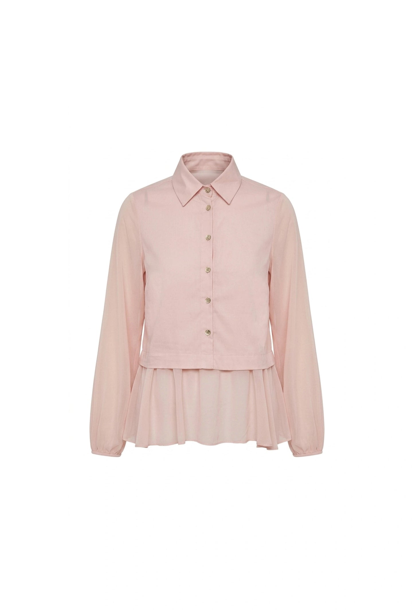 Pale Pink Contrast Hem Blouse