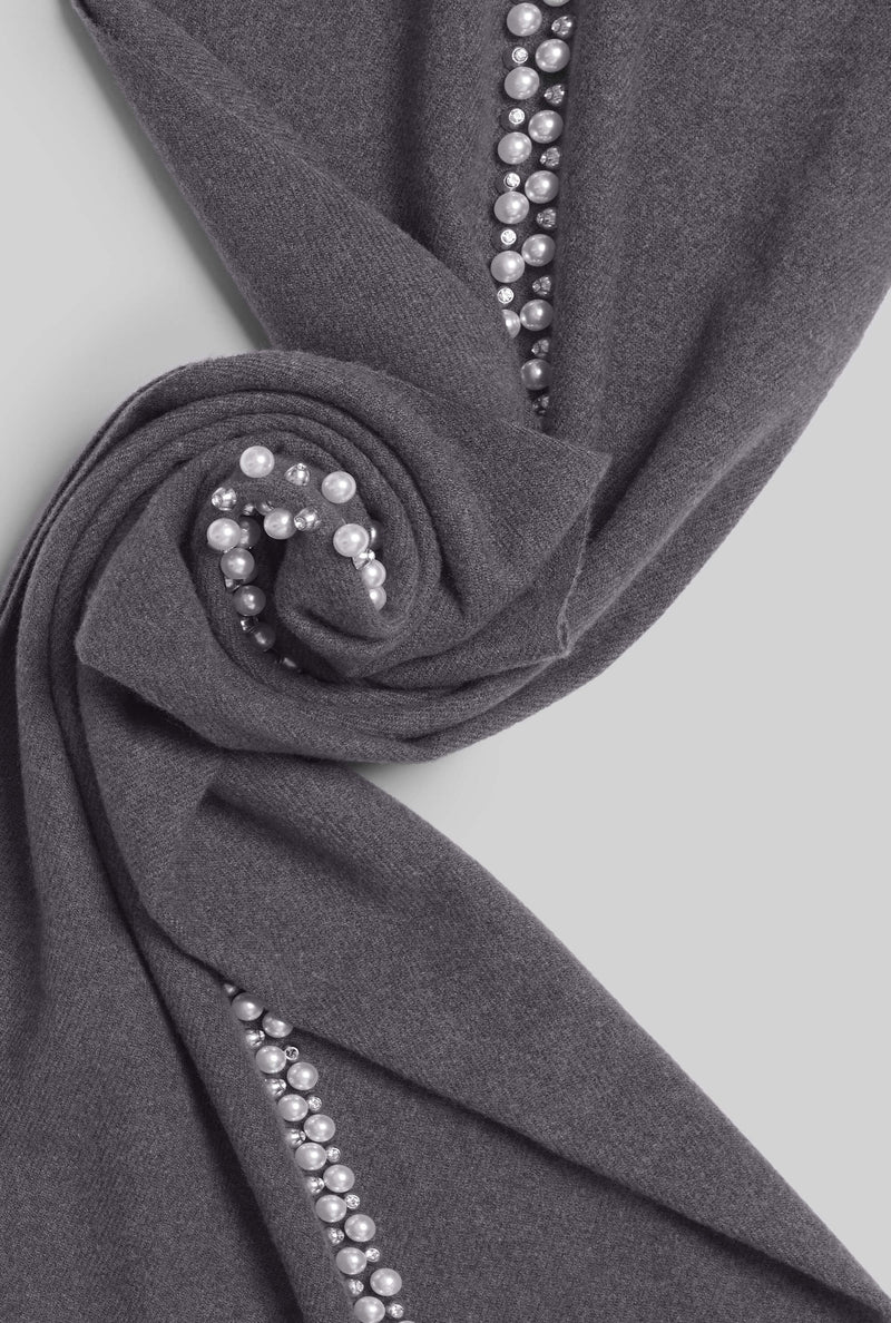 Pearl Detail Scarf Charcoal
