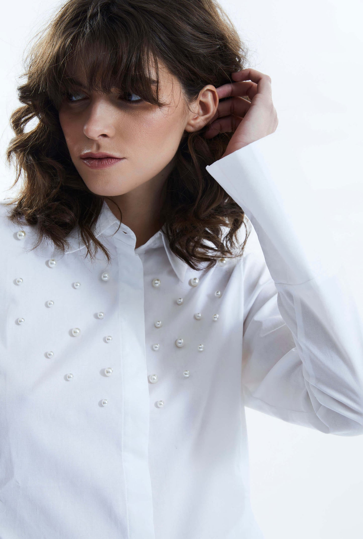 Pearl Detail Shirt White