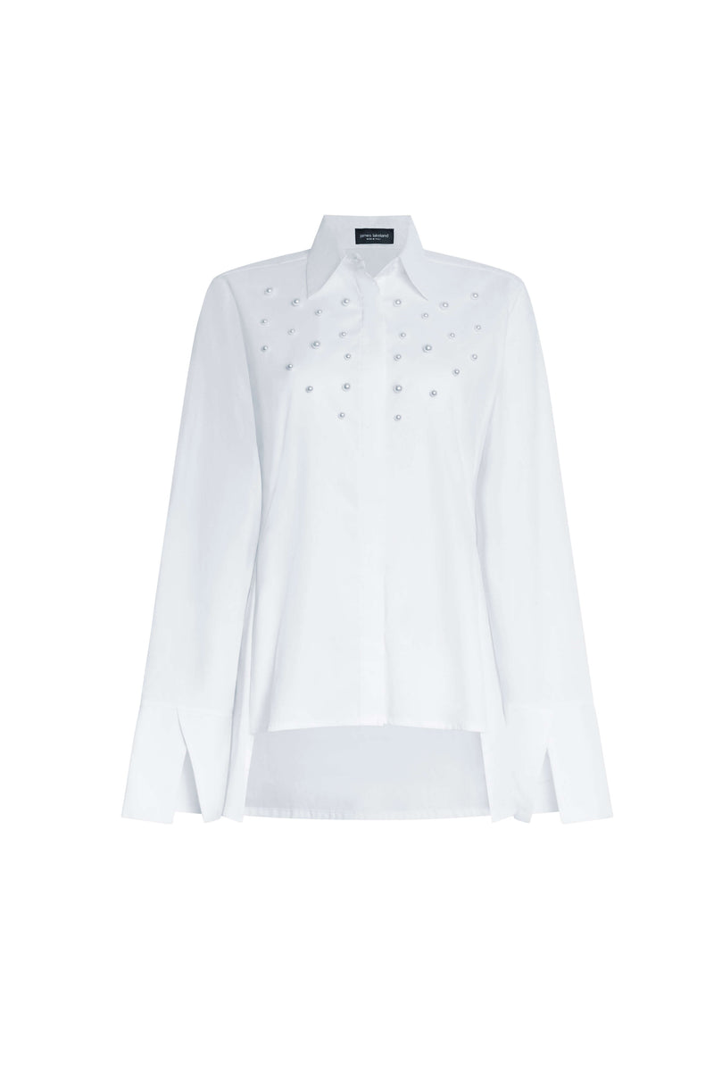 Pearl Detail Shirt White