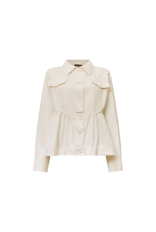 Peplum White Denim Jacket
