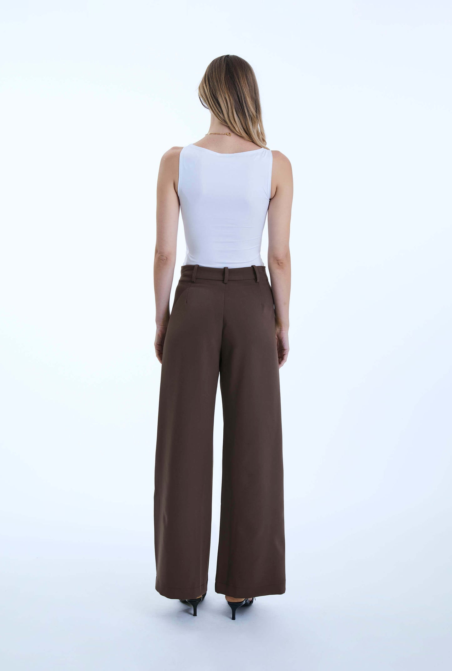 Pin Tuck Brown Trousers