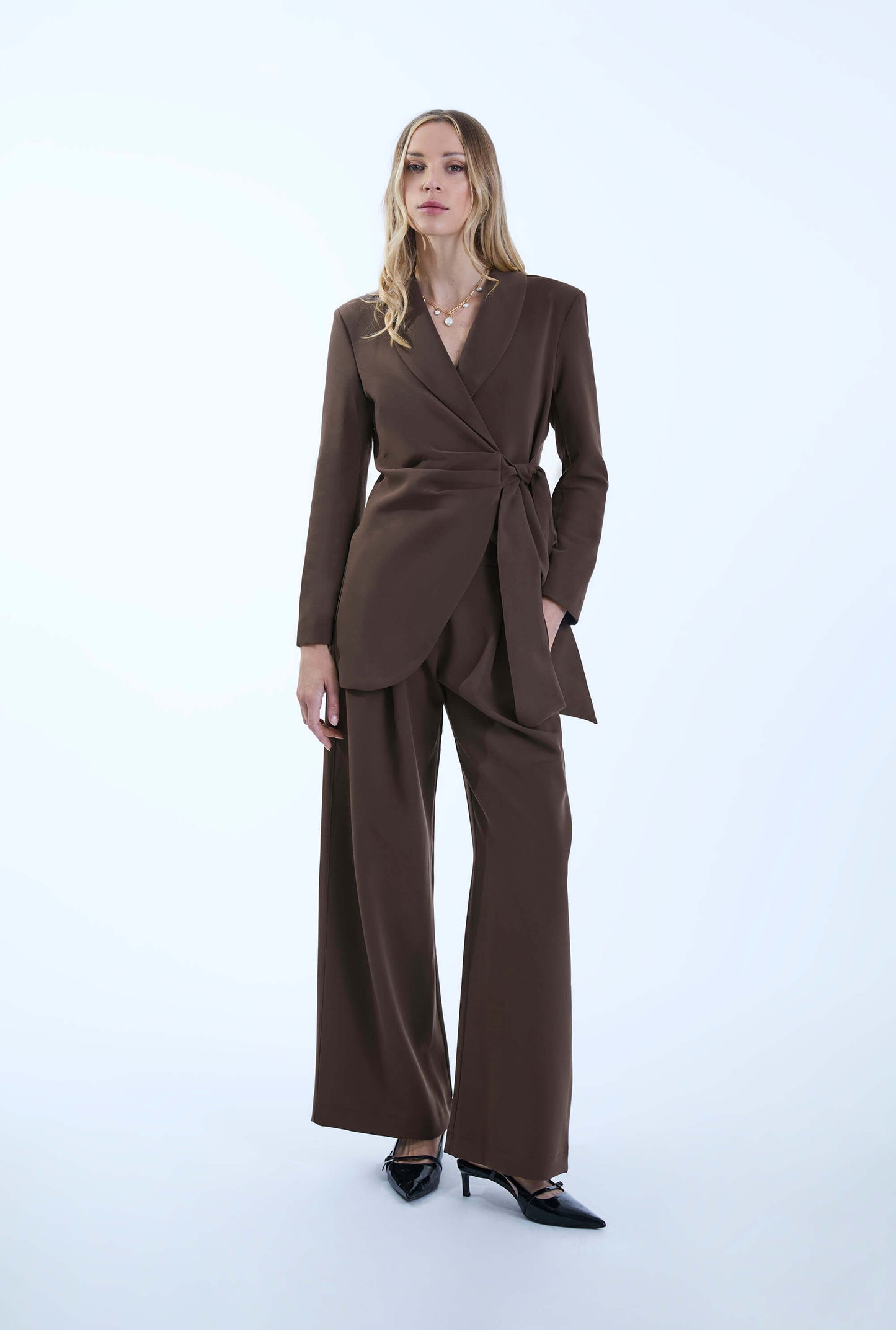 Pin Tuck Brown Trousers