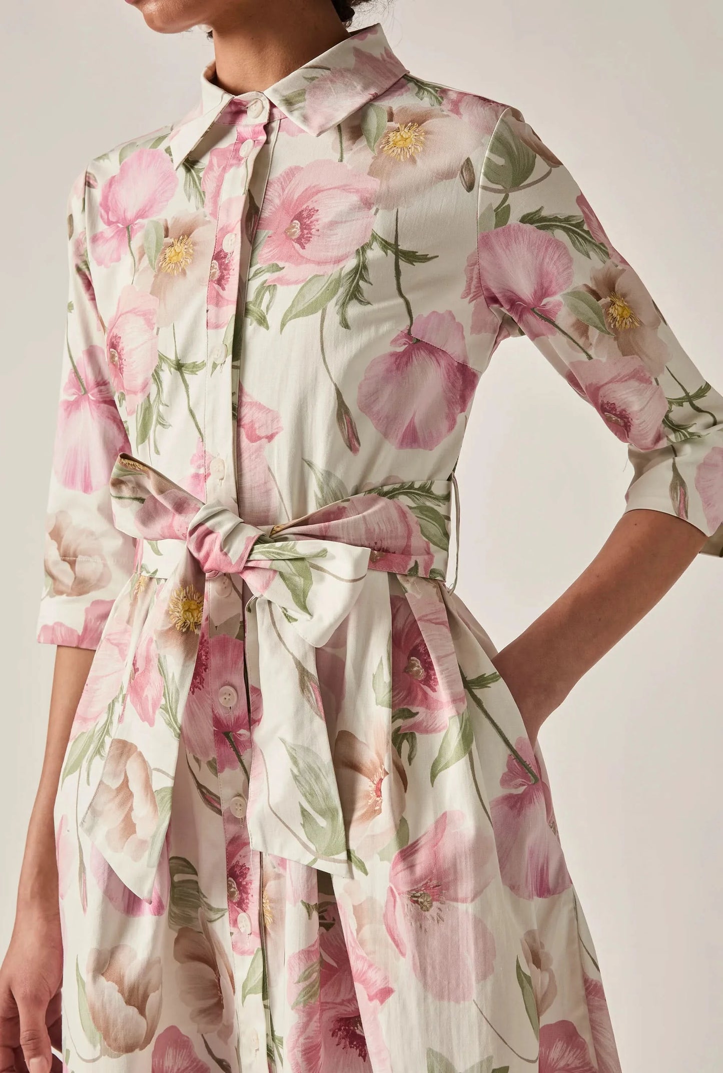 Pink Bloom Cotton Midi Dress