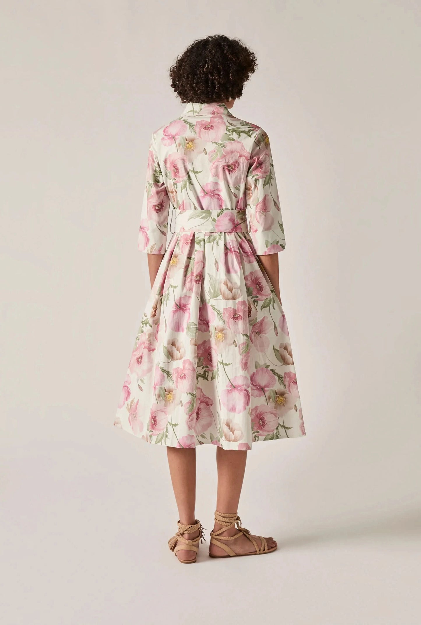 Pink Bloom Cotton Midi Dress