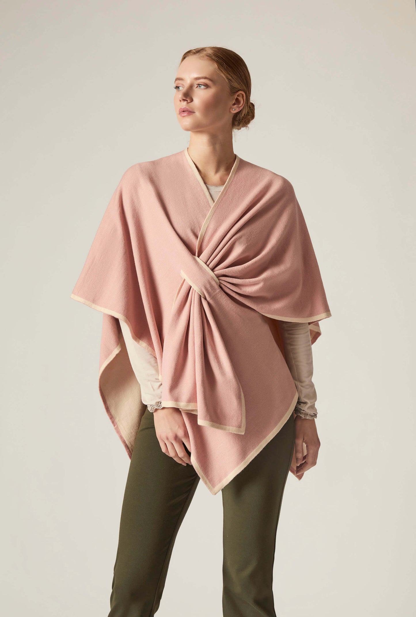 Pink Front Knot Poncho